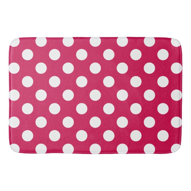 Tapis De Bain Points blancs sur cerise (Devant)