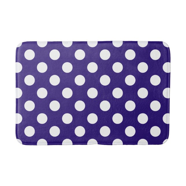 Tapis De Bain Points blancs sur fond bleu foncé (Devant)