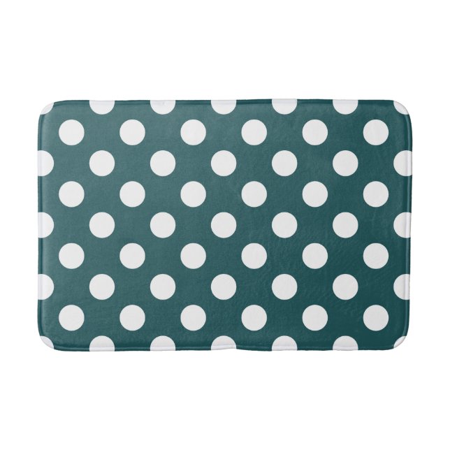Tapis De Bain Points blancs sur sarcelle (Devant)