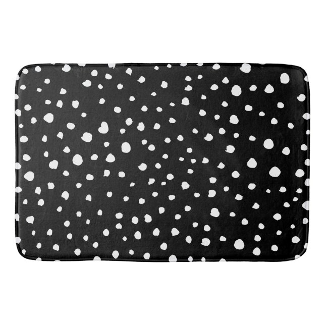 Tapis De Bain Points dalmatiens, Zones dalmatiennes, Noir et Bla (Devant)
