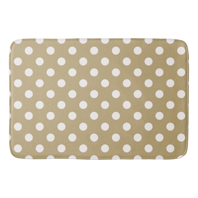 Tapis De Bain Points de polka dorés et noirs (Devant)