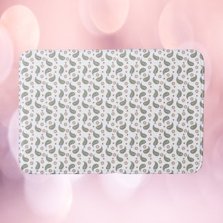 Tapis De Bain Points Fleurs Paisley Rose Vert Violet