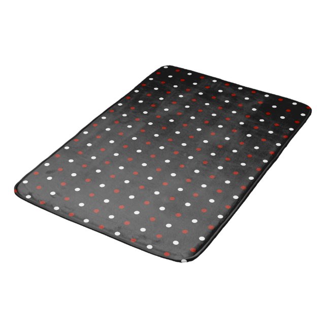 Tapis De Bain points gris, turquie rouge et blanc (Angle)