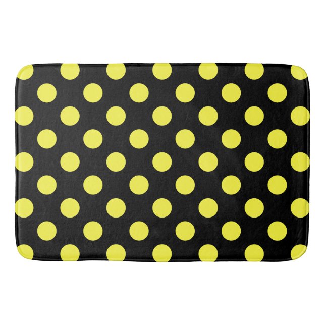 Tapis De Bain Points jaunes sur fond noir (Devant)