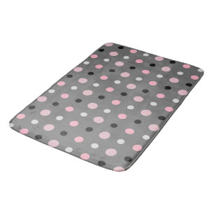 Tapis De Bain Points noirs, roses, gris et blancs