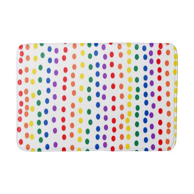 Tapis De Bain Points Rainbow Candy en blanc (Devant)