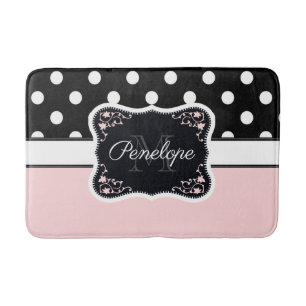 Tapis De Bain Points roses et noirs