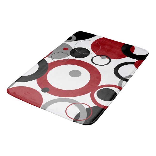 Tapis De Bain Points rouges, gris et noirs (Angle)