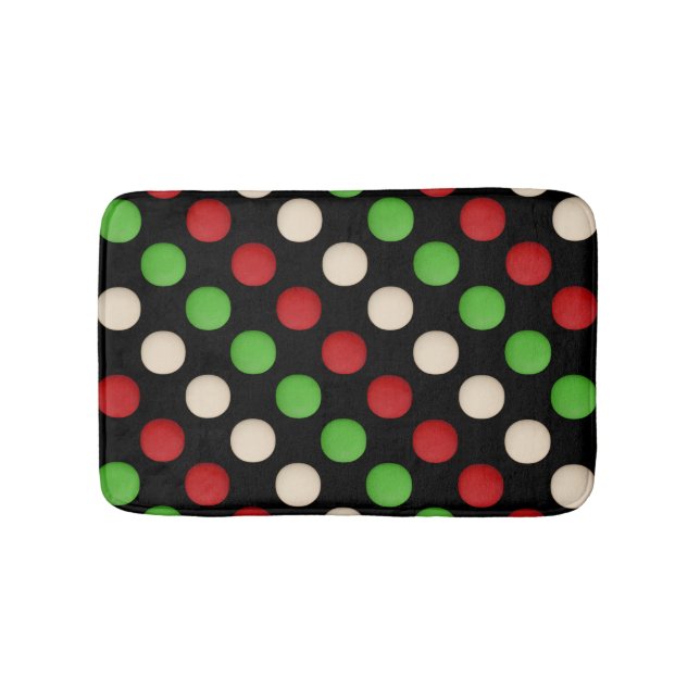Tapis De Bain Points Rouges Verts Blancs (Devant)
