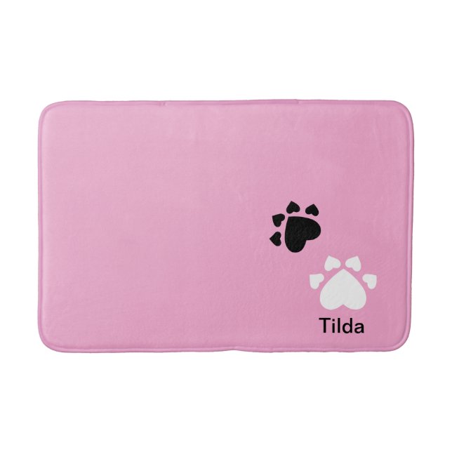Tapis De Bain Poireaux de coeur de chiot mignon personnalisés (Devant)