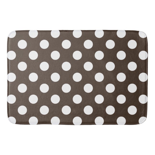Tapis De Bain Pois blancs sur brun (Devant)
