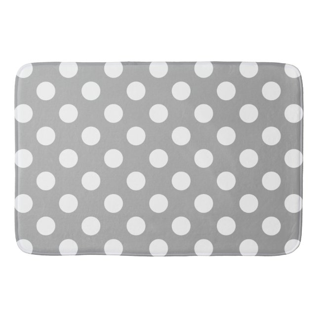 Tapis De Bain Pois blancs sur gris (Devant)