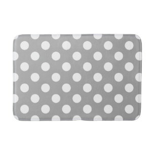 Tapis De Bain Pois blancs sur gris