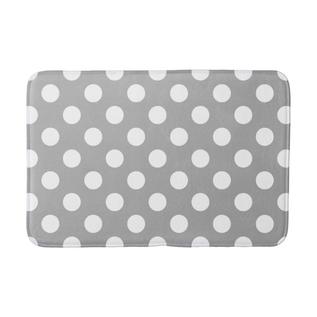 Tapis De Bain Pois blancs sur gris (Devant)