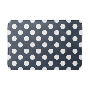 Tapis De Bain Pois blancs sur gris bleu