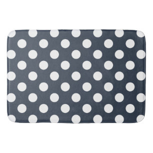 Tapis De Bain Pois blancs sur gris bleu