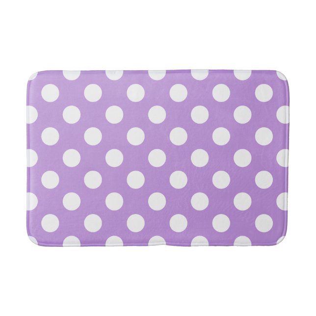 Tapis De Bain Pois blancs sur lilas (Devant)