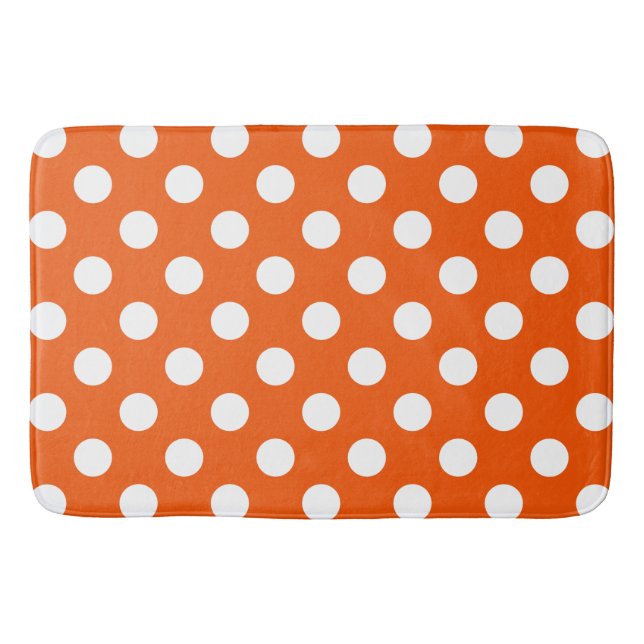 Tapis De Bain Pois blancs sur orange (Devant)