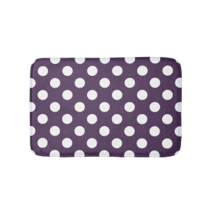 Tapis De Bain Pois blancs sur prune violette