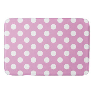 Tapis De Bain Pois blancs sur rose pâle