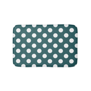 Tapis De Bain Pois blancs sur turquoise