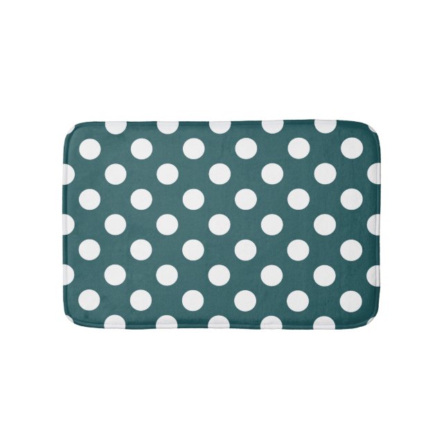 Tapis De Bain Pois blancs sur turquoise (Devant)