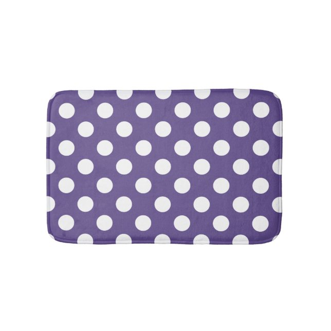 Tapis De Bain Pois blancs sur ultra violet (Devant)