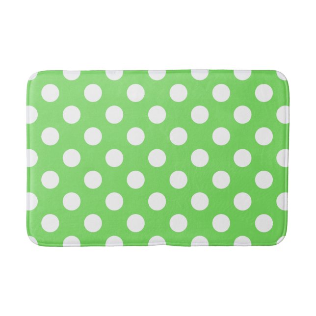 Tapis De Bain Pois blancs sur vert pomme (Devant)