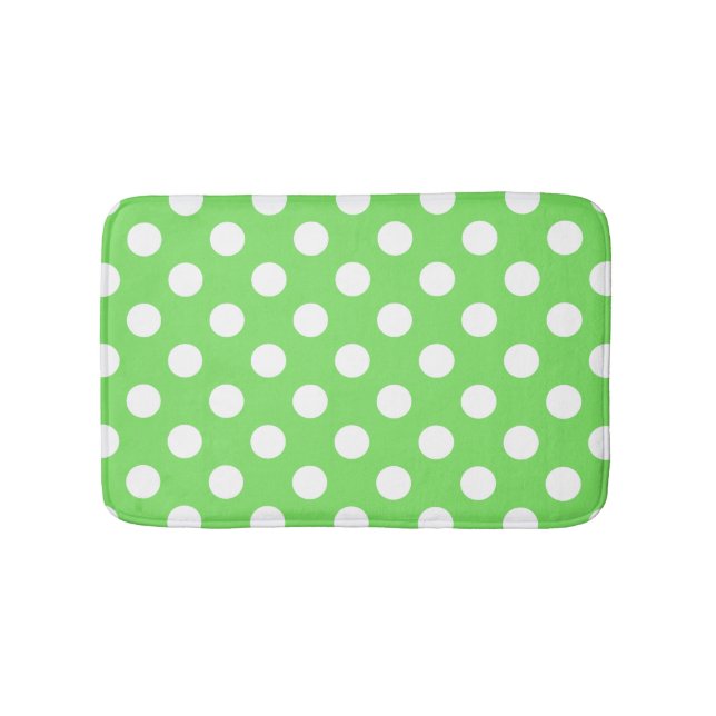Tapis De Bain Pois blancs sur vert pomme (Devant)