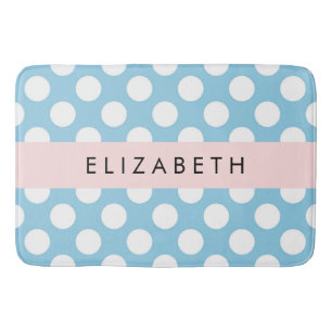 Tapis De Bain Pois Bleus, Motif Polka Dot, Votre Nom