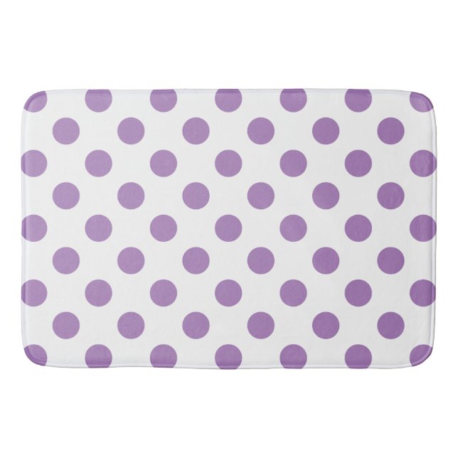 Tapis De Bain Pois de lavande sur blanc (Devant)