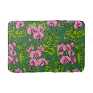 Tapis De Bain Pois doux et bourdons, vert et rose