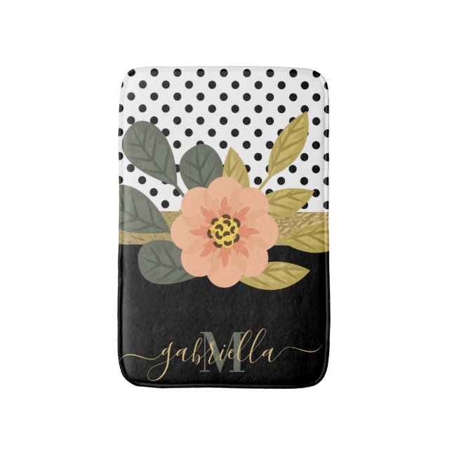 Tapis De Bain Pois et floral (Devant (Vertical))