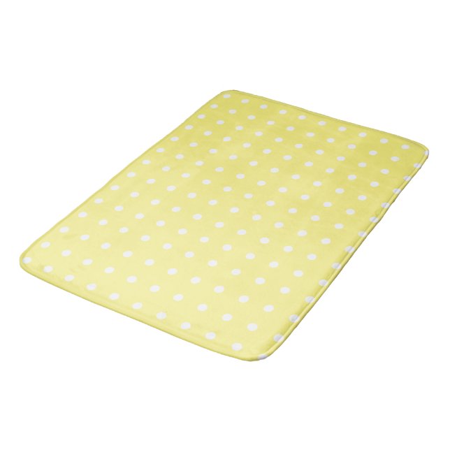 Tapis De Bain Pois jaunes et blancs (Angle)