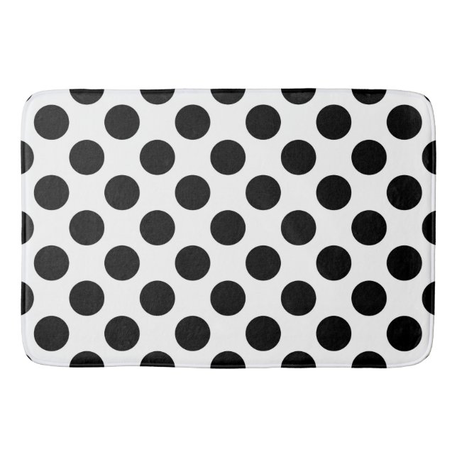 Tapis De Bain Pois, Motif Polka Dot, noir et blanc (Devant)