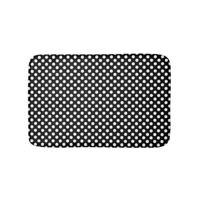 Tapis De Bain Pois noir et blanc Poka Dot (Devant)