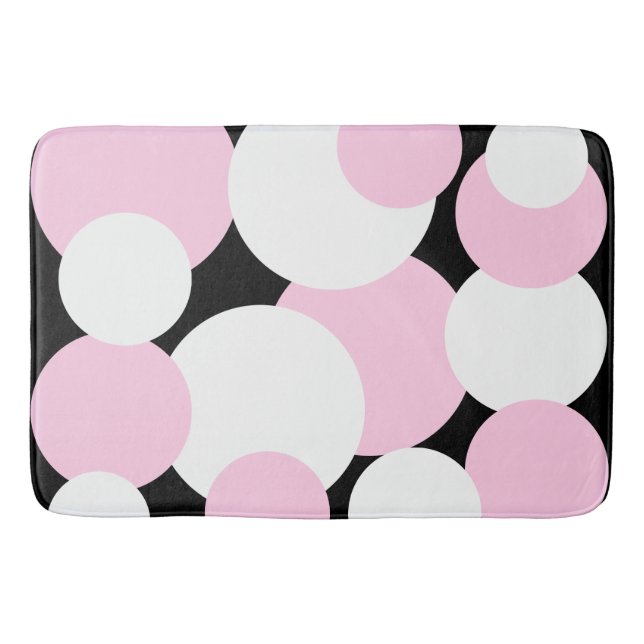 Tapis De Bain Pois noirs, blancs et roses (Devant)