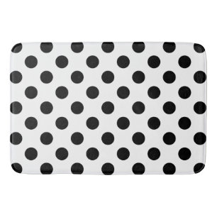 Tapis De Bain Pois noirs en blanc