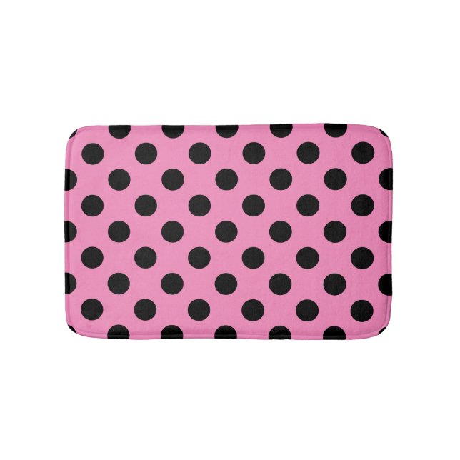 Tapis De Bain Pois noirs en rose (Devant)