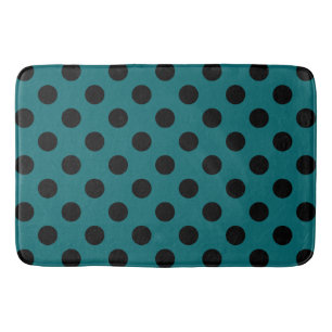 Tapis De Bain Pois noirs en turquoise