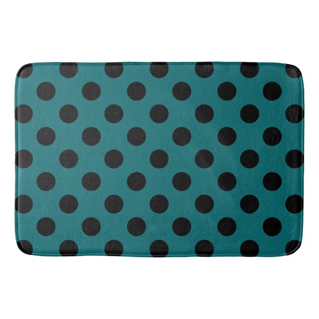 Tapis De Bain Pois noirs en turquoise (Devant)