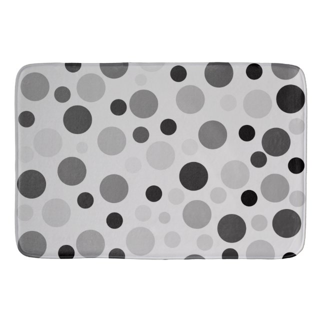 Tapis De Bain Pois Noirs Et Gris, (Devant)