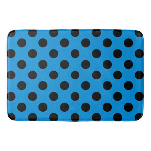 Tapis De Bain Pois noirs sur bleu ciel