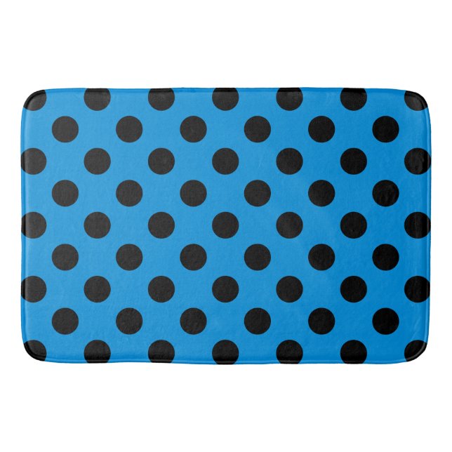 Tapis De Bain Pois noirs sur bleu ciel (Devant)