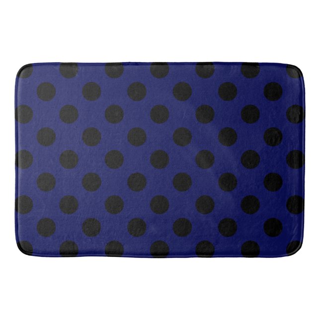 Tapis De Bain Pois noirs sur bleu marine (Devant)