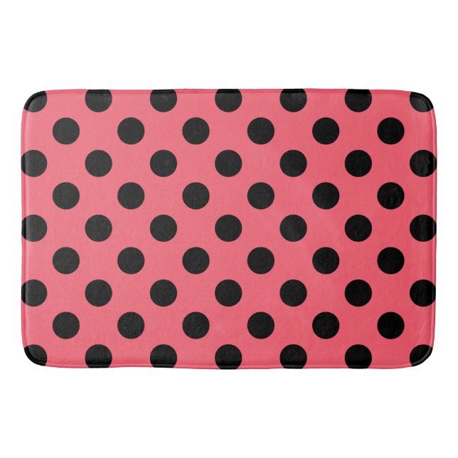Tapis De Bain Pois noirs sur corail (Devant)