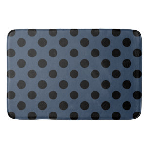 Tapis De Bain Pois noirs sur gris-bleu