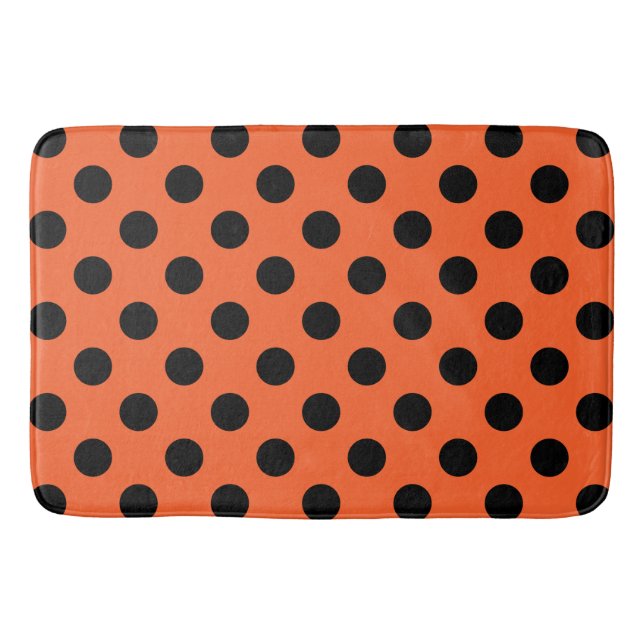 Tapis De Bain Pois noirs sur orange (Devant)