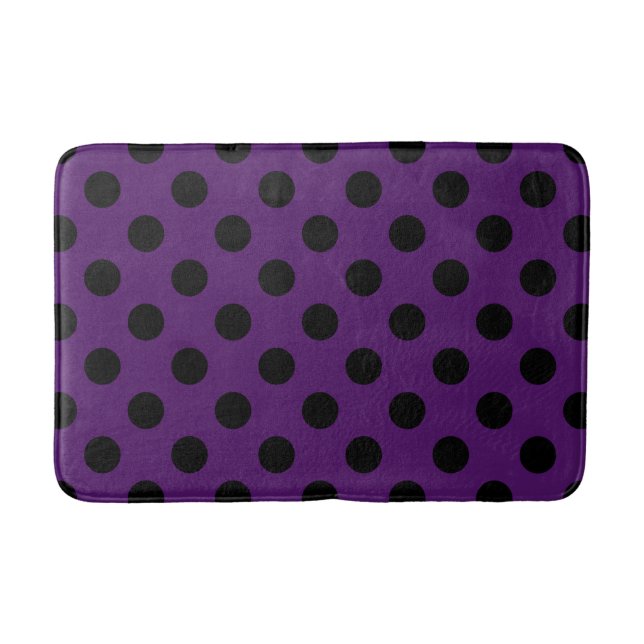 Tapis De Bain Pois noirs sur prune violette (Devant)