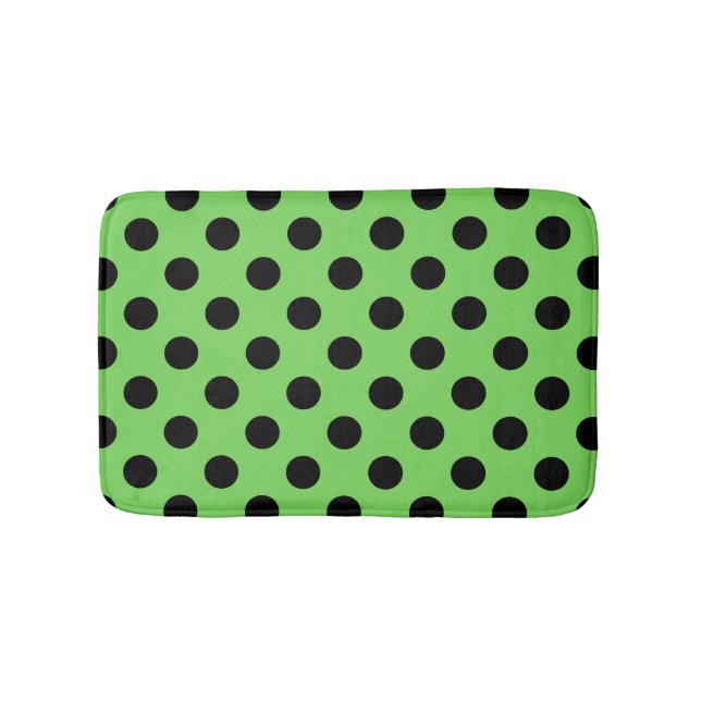 Tapis De Bain Pois noirs sur vert citron (Devant)